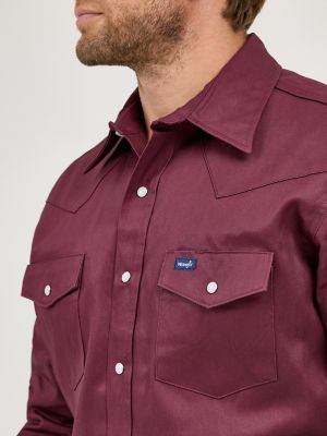 Cowboy Cut&reg; Firm Finish Long Sleeve Western Snap Solid Work Shirt in Red Oxide alternative view 5