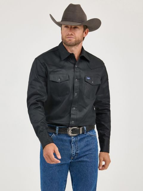 Мужские рубашки Wrangler Cowboy Cut® Firm Finish Twill Western Snap Work Shirt