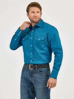 Cowboy Cut® Firm Finish Long Sleeve Western Snap Solid Work Shirt