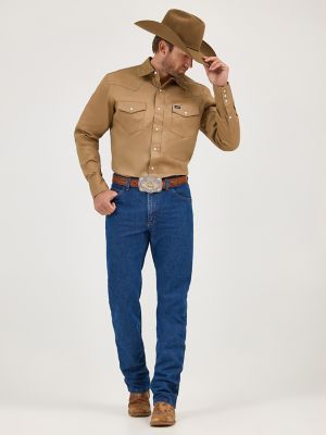 Cowboy Cut® Firm Finish Long Sleeve Western Snap Solid Work Shirt