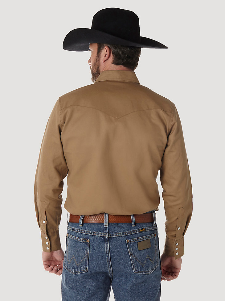Cowboy Cut® Firm Finish Long Sleeve Western Snap Solid Work Shirt in Rawhide alternative view