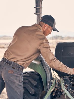 Cowboy Cut® Firm Finish Long Sleeve Western Snap Solid Work Shirt in Rawhide alternative view 2