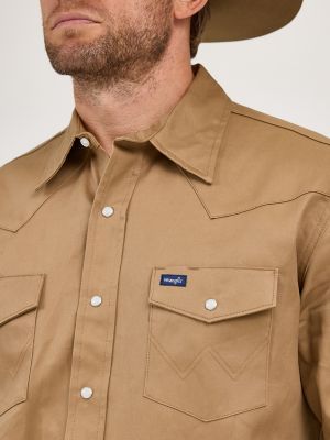 Cowboy Cut® Firm Finish Long Sleeve Western Snap Solid Work Shirt in Rawhide alternative view 4