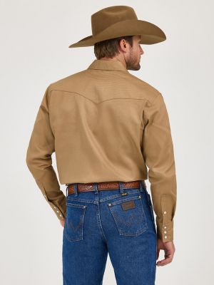 Cowboy Cut® Firm Finish Long Sleeve Western Snap Solid Work Shirt in Rawhide alternative view 5