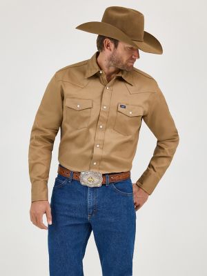 Cowboy Cut® Firm Finish Long Sleeve Western Snap Solid Work Shirt in Rawhide alternative view 6