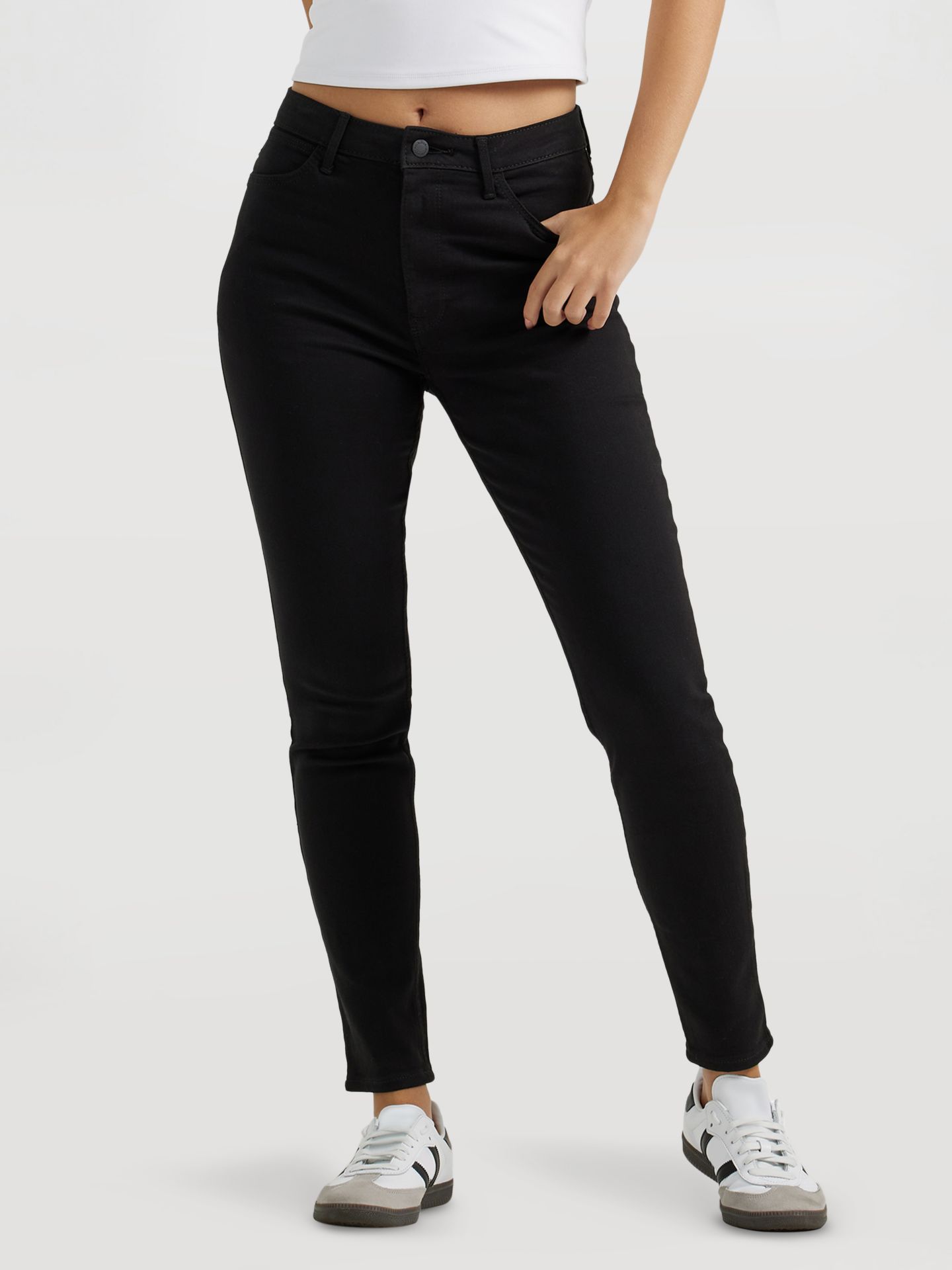 Женские джинсы Wrangler High Rise Unforgettable Skinny, цвет: Чёрный — фото 1