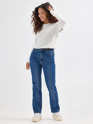 Women's Wrangler® High Rise True Straight Leg Jean in Hudson alternative view 4
