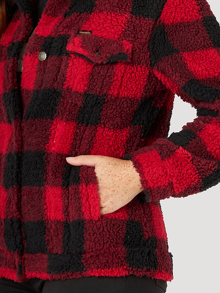 Women's Wrangler® Fleece Memory Maker Plaid Jacket in Buffalo Plaid alternative view 3