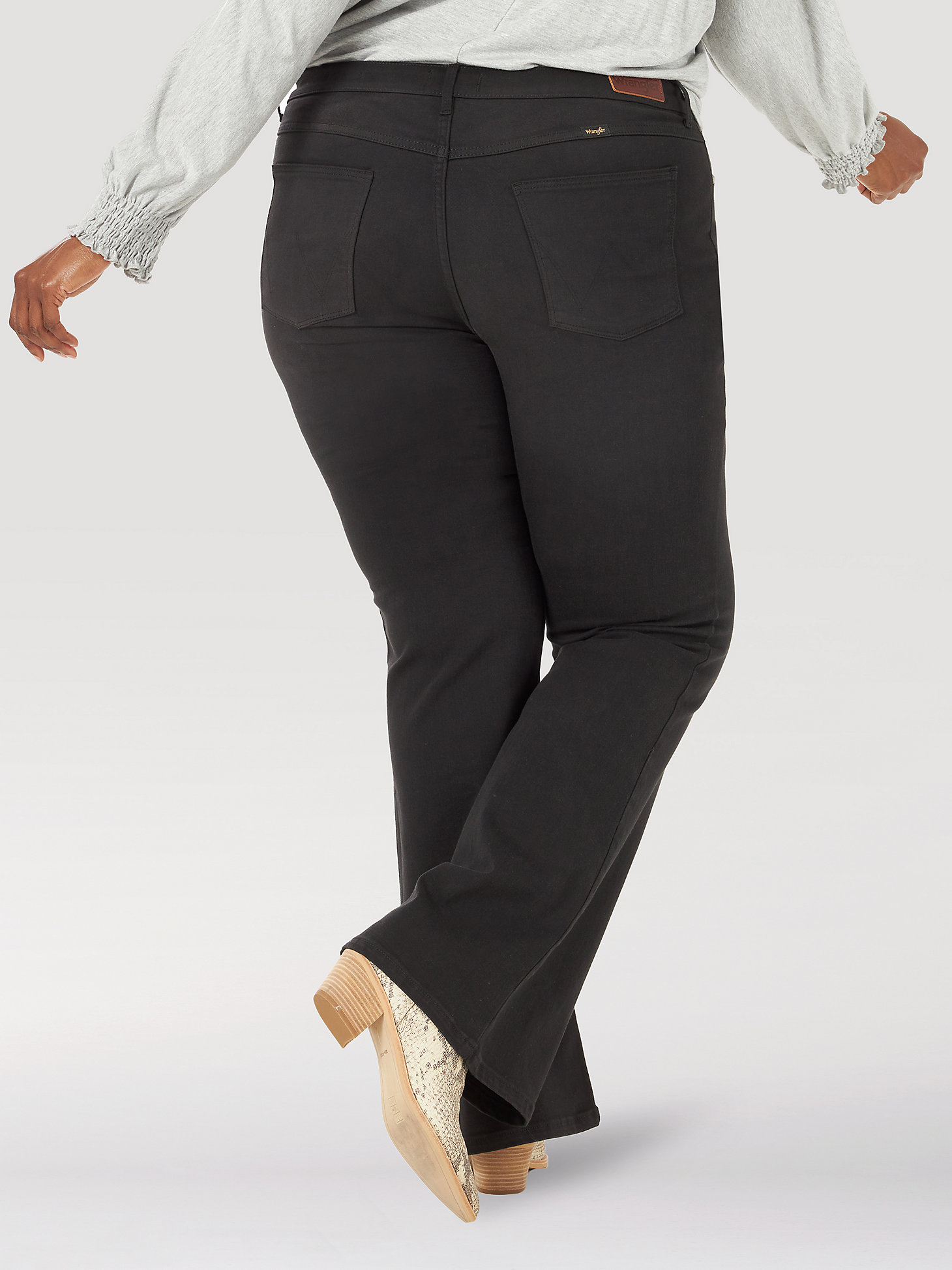 Women's Wrangler® High Rise Flare Jean (Plus) in Black alternative view 1
