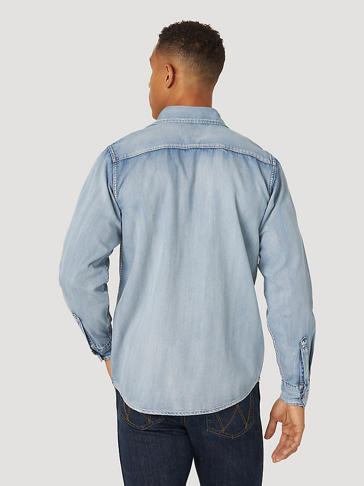 Men's Denim Western Snap Front Shirt in Light Denim alternative view