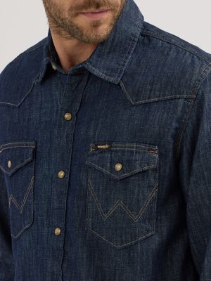 Denim Pearl Snap Western Shirt - Long Sleeve