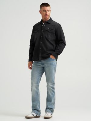 Men's Denim Western Snap Front Shirt in Black Denim