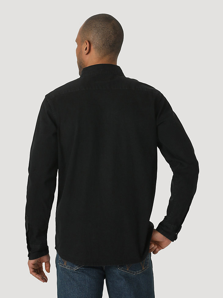 Men's Denim Western Snap Front Shirt in Black Denim alternative view 4