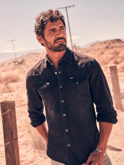 Мужские рубашки Wrangler Men's Denim Western Snap Front Shirt