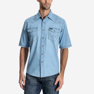 wrangler denim short sleeve shirt