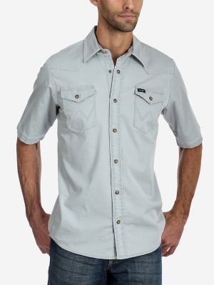 Men's Wrangler® Short Sleeve Western Snap Denim Shirt | Mens Shirts by ...