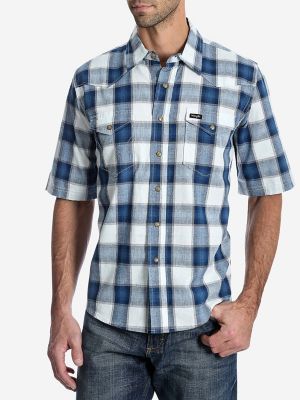 Men's Wrangler® Short Sleeve Western Snap Plaid Shirt | Mens Shirts by ...