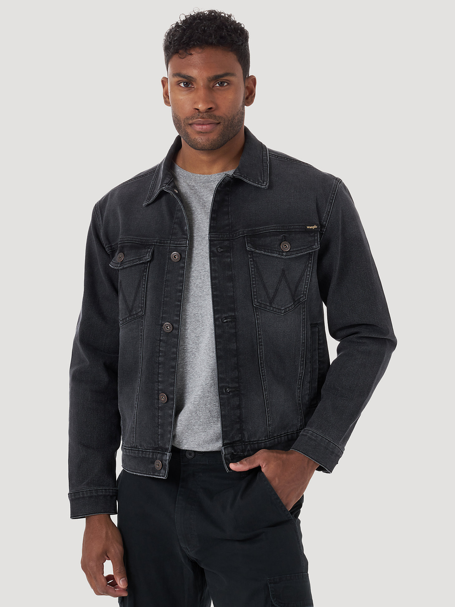 Men's Wrangler® Classic Denim Trucker Jacket in Black