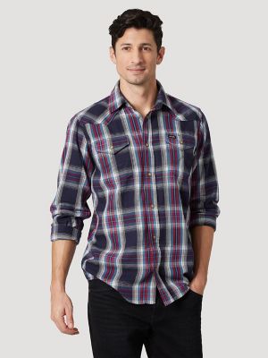 Men's Wrangler® Long Sleeve Multi Color Plaid Shirt Mens Shirts by