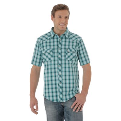 Men's Short Sleeve Western Snap Plaid Sawtooth Shirt | Mens Shirts by ...