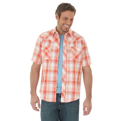 Men's Short Sleeve Western Snap Plaid Shirt | Mens Shirts by Wrangler®