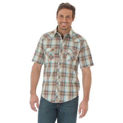 Men's Short Sleeve Western Snap Plaid Sawtooth Shirt | Mens Shirts by ...
