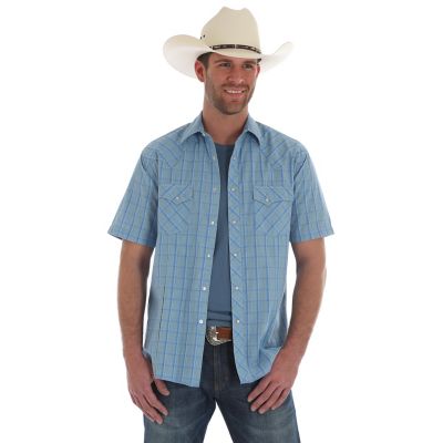 Cowboy Cut® Firm Finish Denim Short Sleeve Work Western Shirt | Mens ...