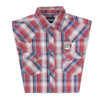 Men's Wrangler® Fashion Snap Short Sleeve Western Snap Plaid Shirt