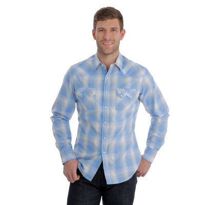 Men's Wrangler Retro® Sawtooth Snap Pocket Plaid Long Sleeve Shirt ...