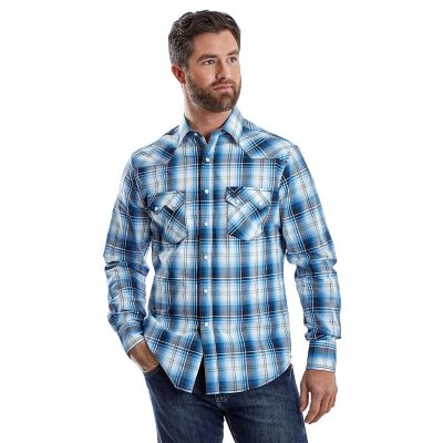 Men's Wrangler Retro® Long Sleeve Sawtooth Snap Pocket Western Shirt ...