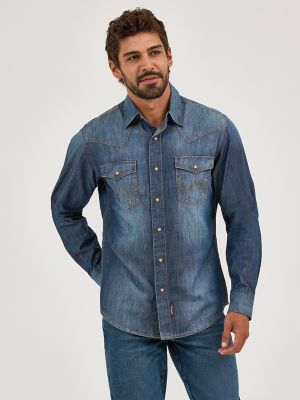 Wrangler Men's Retro Premium Western Snap Print Shirt