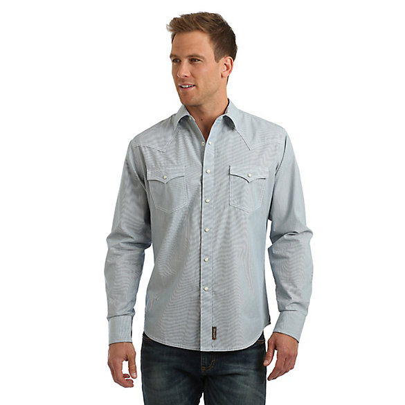 Men's Wrangler Retro® Long Sleeve Railroad Stripe Western Shirt | Mens ...