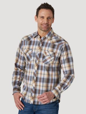 Men's Wrangler Retro® Long Sleeve Sawtooth Snap Pocket Western Shirt ...