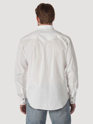 Men's Wrangler Retro® Long Sleeve Western Snap Solid Dobby Shirt