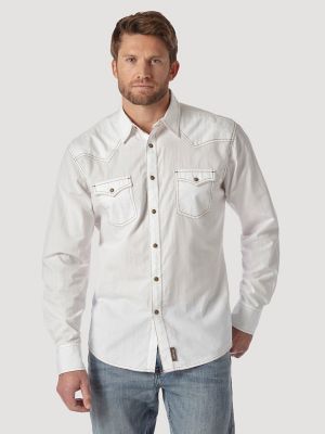 Wrangler Retro® Long Sleeve Western Snap Solid Dobby Shirt