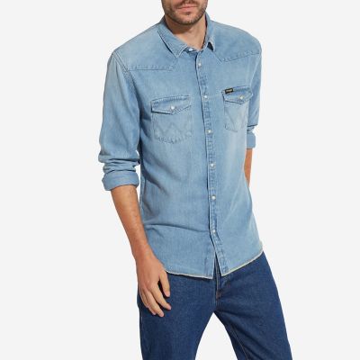 wrangler men's western denim shirt