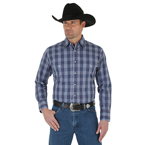 Men's Wrinkle Resist Long Sleeve Western Snap Plaid Shirt | Mens Shirts ...