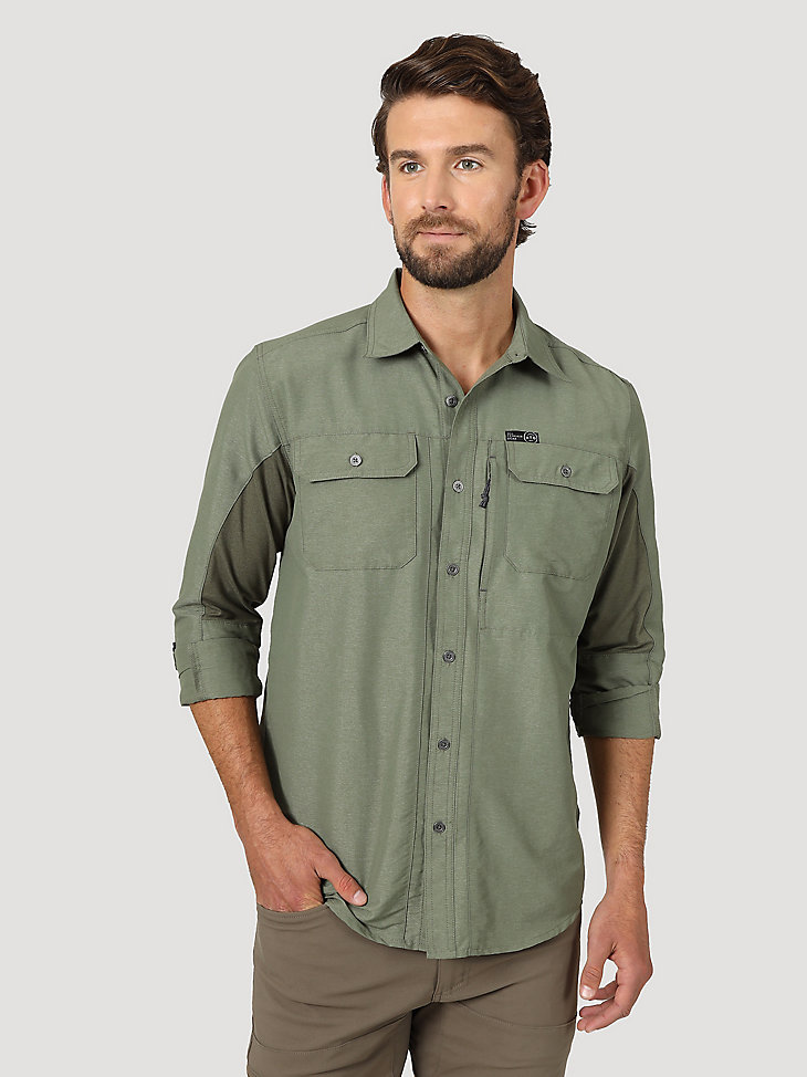 ATG by Wrangler™ Men's Mix Material Shirt in Dusty Olive alternative view