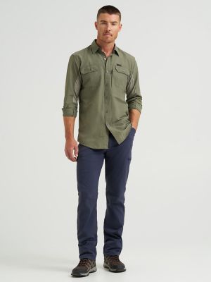 ATG by Wrangler™ Men's Mix Material Shirt in Dusty Olive