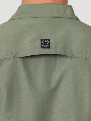 Wrangler ATG Mix Material Shirt, Olive, L Tall
