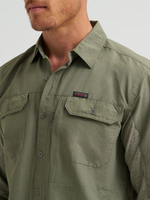 Wrangler ATG Mix Material Shirt, Olive, L Tall