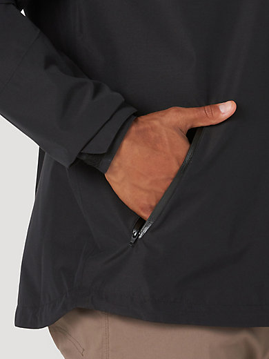 Men's Stylish Long Fully length Waterproof  Raincoat with Drawstring Hood,Black
