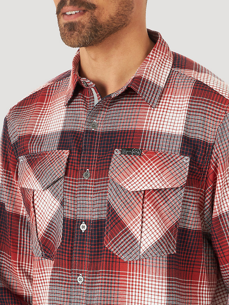 ATG by Wrangler™ Men's Thermal Lined Flannel Shirt in Dark Red alternative view 2