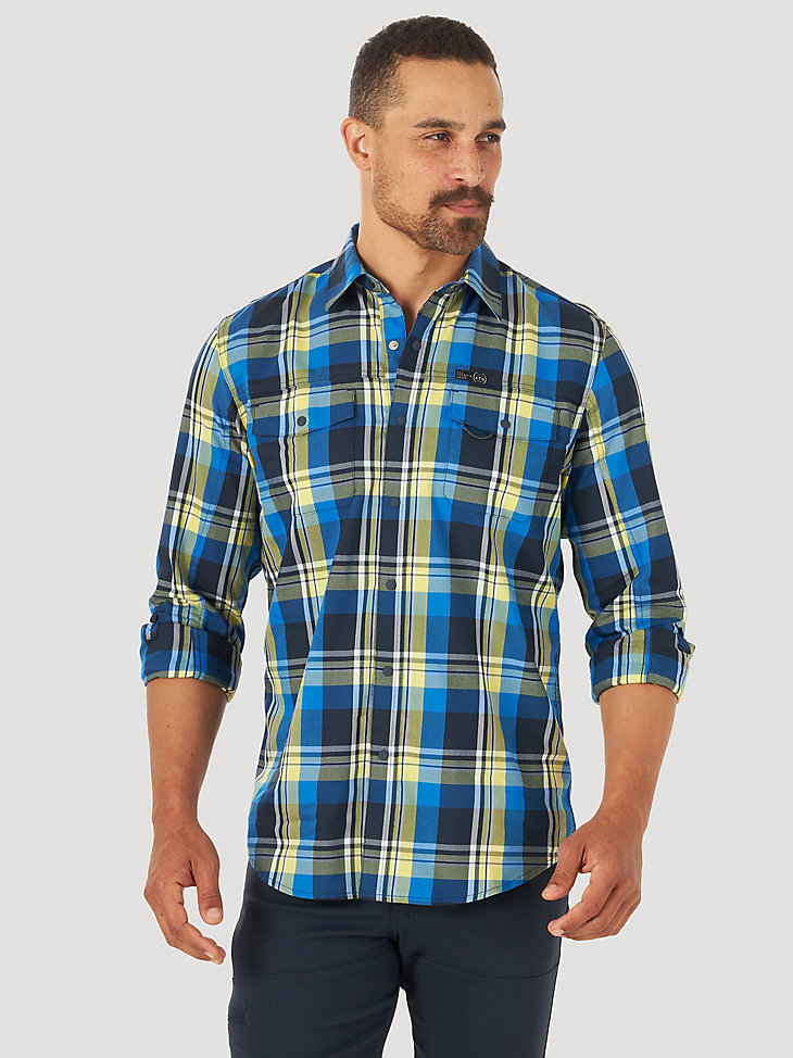 ATG by Wrangler™ Men's Plaid Utility Shirt in Blue Plaid main view