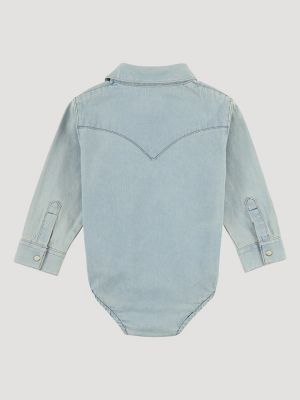 Baby Boy Long Sleeve Denim Bodysuit with Western Snap Placket