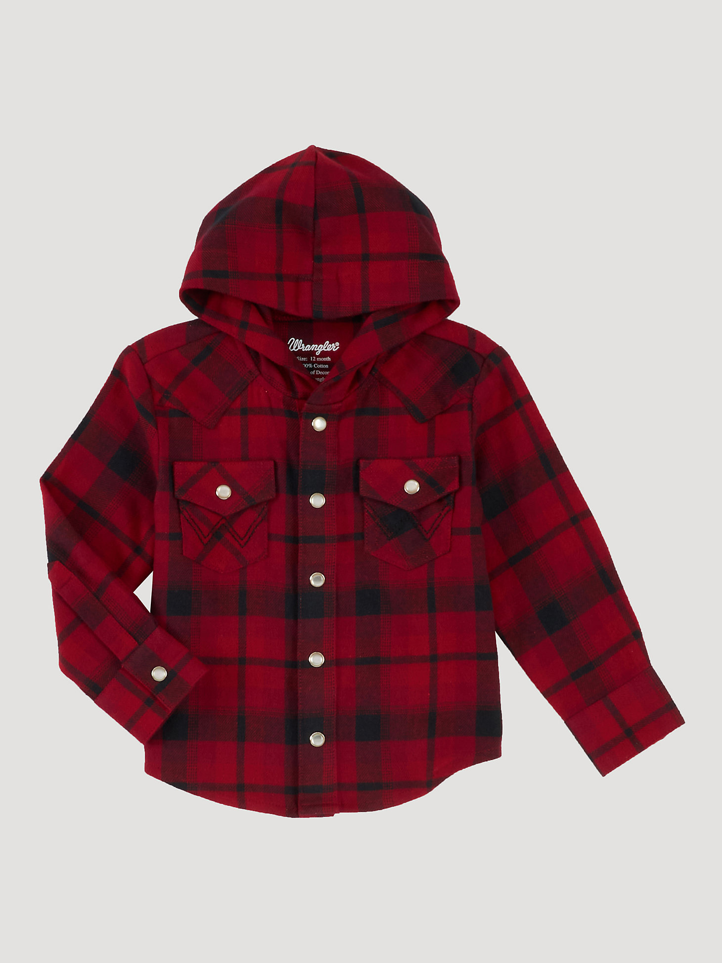 Kids Little Boys Girls Baby Long Sleeve Button Down Hooded Plaid Shirt Red Plaid Flannel Outfits 