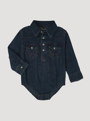 kijk in Afhankelijkheid protest Baby Boy Long Sleeve Bodysuit Denim