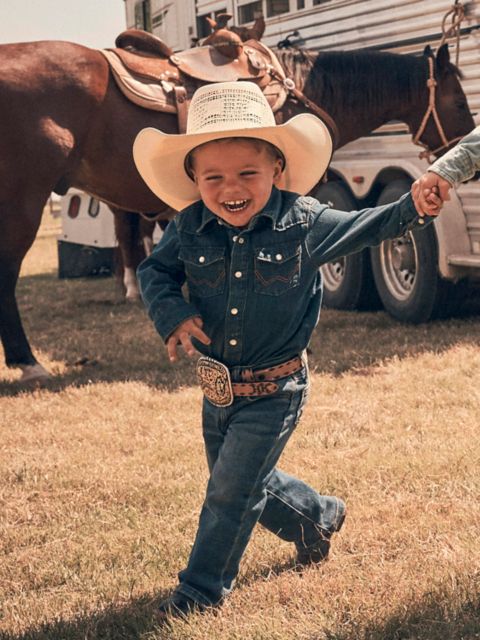 Боди Snap для детей, длинный рукав, деним — Wrangler