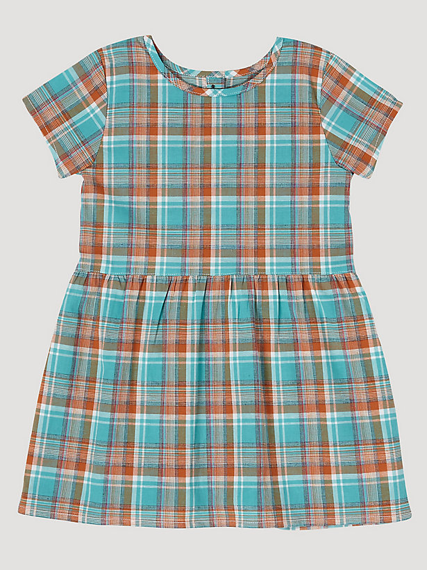 Baby Girl Short Sleeve Plaid Button-Back Dress