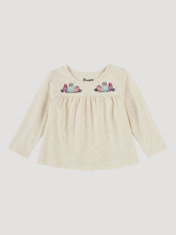 Toddler Girl Long Sleeve Cactus Embroidery Top